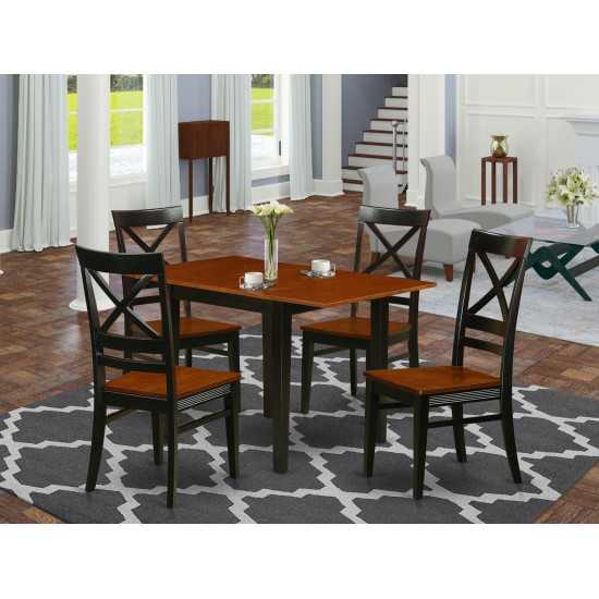 5Pc Dinette Set For Small Spaces Offers A Wood Dining Table, 4 Chairs, Solid Wood Seat,Xback, Black, Cherry