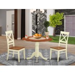 3 Pc Dining Room Set For 2-Dinette Table, 2 Dinette Chairs, Buttermilk & Cherry