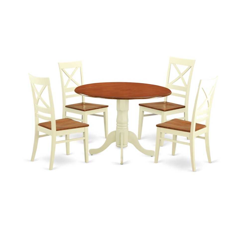 5 Pc Small Kitchen Table Set - Kitchen Table And 4 Dinette Chairs