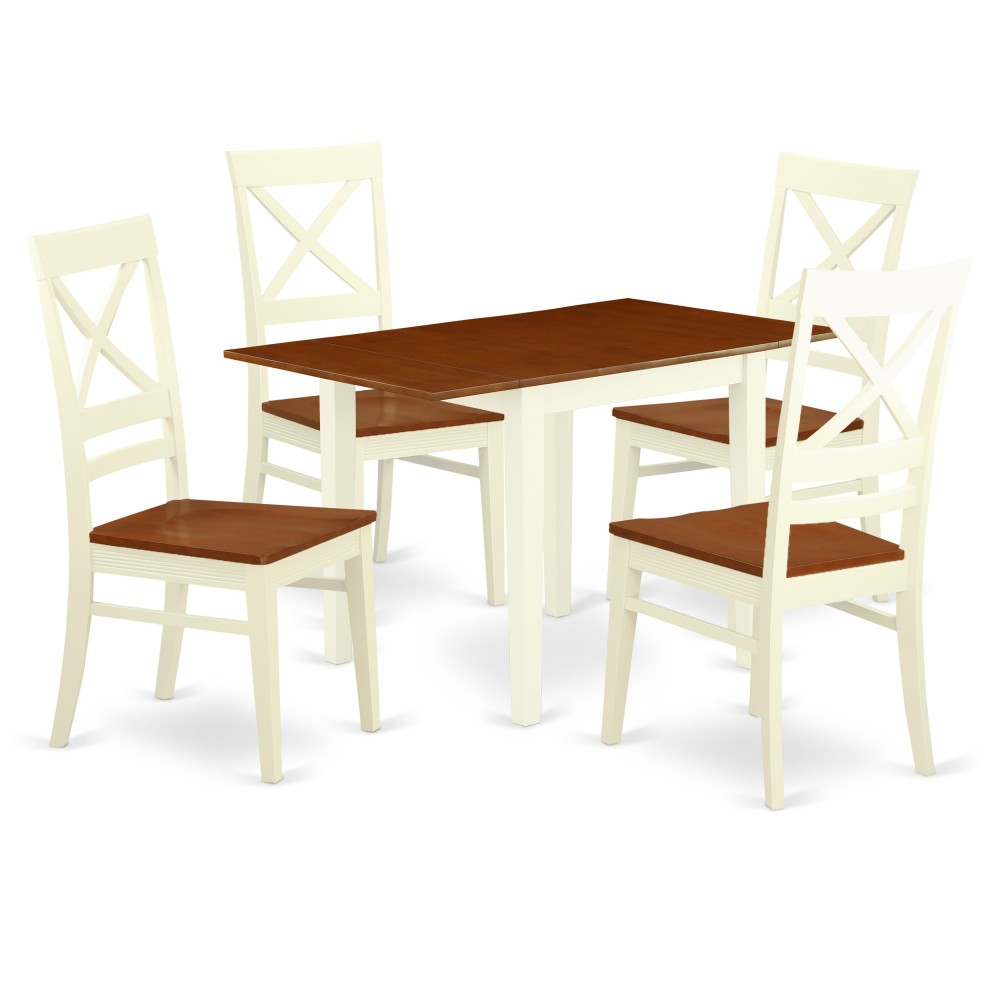 5Pc Dining Set Offers A Small Kitchen Table, 4 Kitchen Chairs, Solid Wood Seat,Xback, Buttermilk, Black