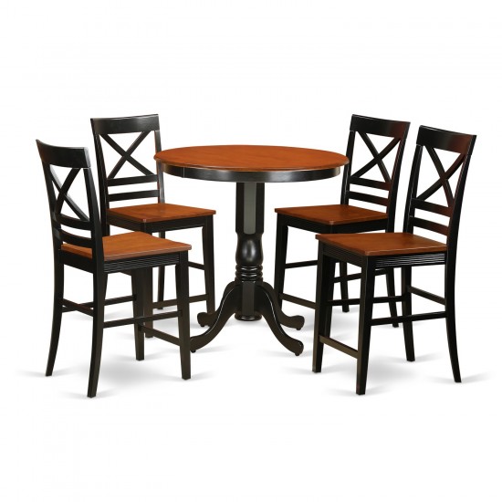 5 Pc Counter Height Table, Chair Set - High Top Table, 4 Counter Height Stool.