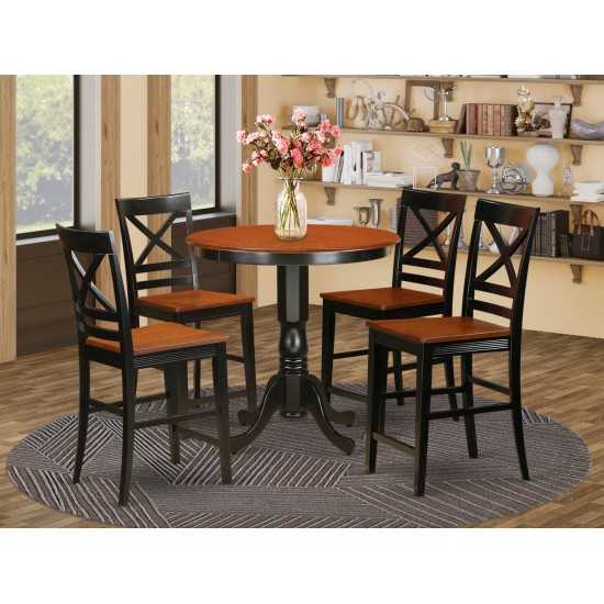 5 Pc Counter Height Table, Chair Set - High Top Table, 4 Counter Height Stool.