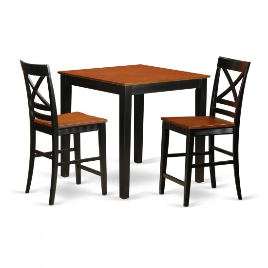 3 Pc Pub Table Set - Kitchen Dinette Table And 2 Counter Height Dining Chair