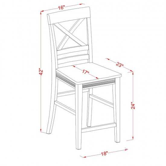 5 Pcpub Table Set-Pub Table And 4 Counter Height Chairs