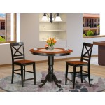 3 Pc Counter Height Pub Set-Pub Table And 2 Bar Stools With Backs