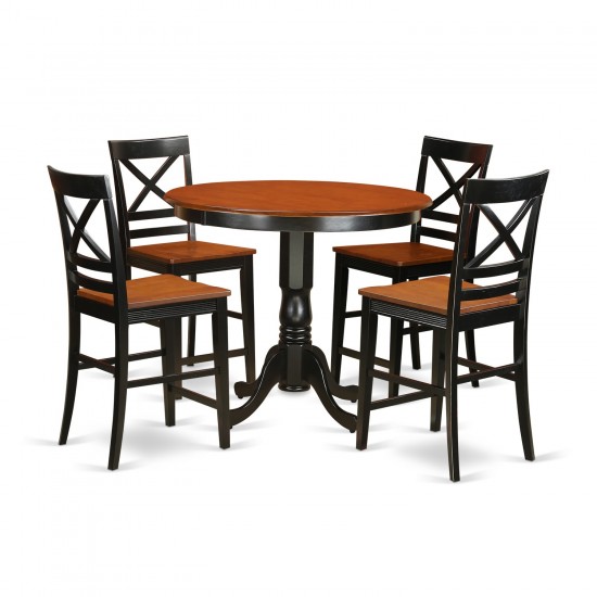 3 Pc Counter Height Dining Set - Small Kitchen Table And 2 Bar Stools, Backs