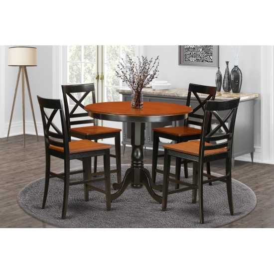 3 Pc Counter Height Dining Set - Small Kitchen Table And 2 Bar Stools, Backs