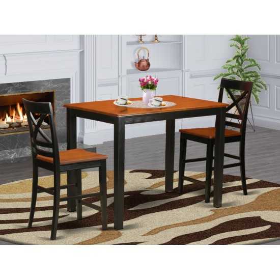 3 Pc Counter Height Pub Set - High Table And 2 Counter Height Dining Chair