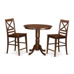 3 Pc Dining Counter Height Set - High Table And 2 Dining Chairs