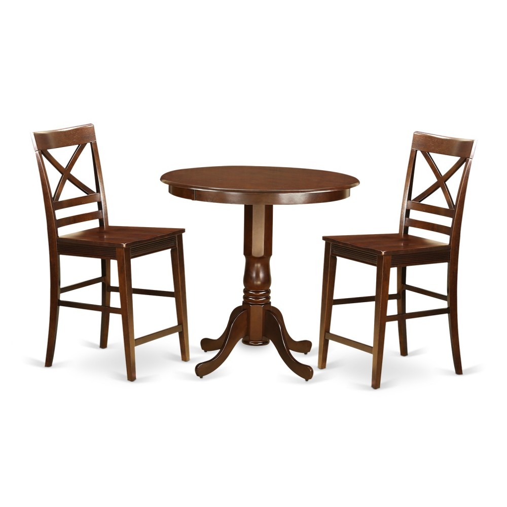 3 Pc Dining Counter Height Set - High Table And 2 Dining Chairs