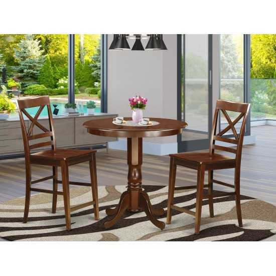 3 Pc Dining Counter Height Set - High Table And 2 Dining Chairs