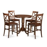 5 Pc Counter Height Dining Room Set-Pub Table And 4 Dining Chairs, Mahogany