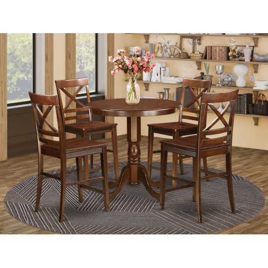 5 Pc Counter Height Dining Room Set-Pub Table And 4 Dining Chairs, Mahogany