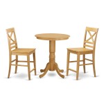 3 Pc Counter Height Pub Set - High Table And 2 Kitchen Chairs