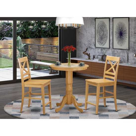 3 Pc Counter Height Pub Set - High Table And 2 Kitchen Chairs