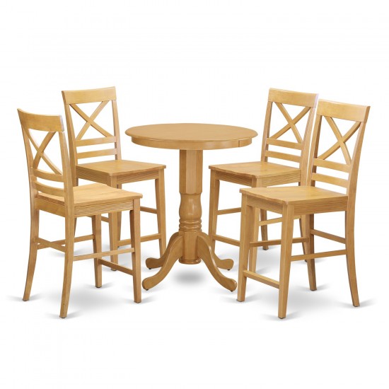 5 Pc Counter Height Pub Set - Dining Table And 4 Kitchen Bar Stool