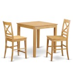 3 Pc Counter Height Table, Chair Set-Pub Table, 2 Counter Height Chairs, Oak