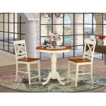 3 Pc Counter Height Dining Set, Counter Height Table, 2 Counter Height Stool., Buttermilk & Cherry