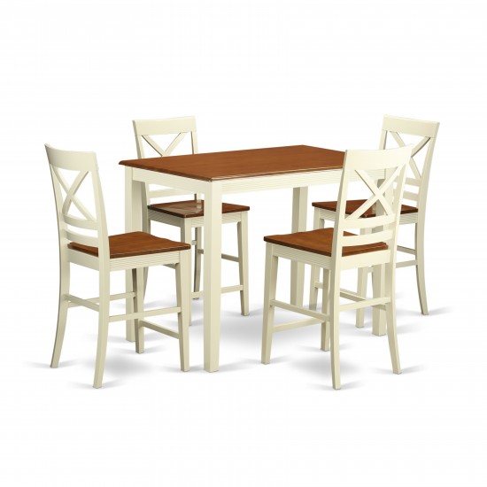 5 Pc Counter Height Table And Chair Set - High Table And 4 Kitchen Chairs