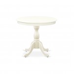3Pc Dining Set, 1 Pedestal Table, 2 Baby Blue Chairs Back, Nail Heads, Linen White Finish