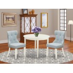 A Kitchen Set Of 2 Wonderful Kitchen Chairs, Baby Blue Color, Lovely Dinner Table, Linen White Color