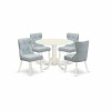 A Kitchen Dining Set Of 4 Kitchen Chairs, Baby Blue Color, Beautiful Table, Linen White Color