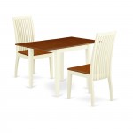 3Pc Dinette Set, Rectangle Table, 2 Chairs, Rubberwood Seat, Buttermilk-Cherry