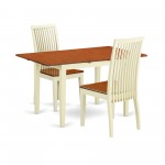 3-Piece Dinette Table Set - Table And 2 Dining Chairs In Linen White Finish