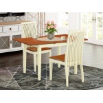 3-Piece Dinette Table Set - Table And 2 Dining Chairs In Linen White Finish