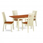 5-Piece Dinette Set - Kitchen Dinette Table And 4 Kitchen Chairs In Linen White