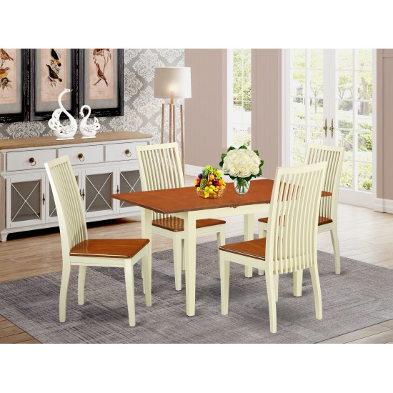 5-Piece Dinette Set - Kitchen Dinette Table And 4 Kitchen Chairs In Linen White