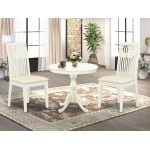 3 Pc Dining Set, 1 Table, 2 Linen White Chairs, Slatted Back, Linen White Finish