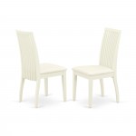 3 Pc Dining Set, 1 Table, 2 Linen White Chairs, Slatted Back, Linen White Finish