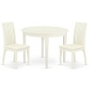 3Pc Dinette Set Includes Rounded Kitchen Table, Two Seat Dining Chairs, White