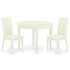 3Pc Dinette Set Includes Rounded Kitchen Table, Two Seat Dining Chairs, White