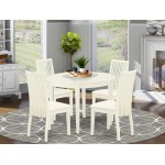 5Pc Dining Set Includes Round Dinette Table And Four Seat Dining Chairs, White