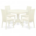 5Pc Dining Set Includes Round Dinette Table And Four Seat Dining Chairs, White