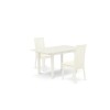 3Pc Dining Set 2 Chair, Butterfly Leaf Kitchen Dining Table, Linen White