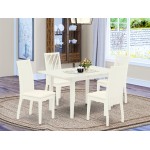 Rectangular Dining Set 4 Wood Chair, Butterfly Leaf Dining Table, Linen White