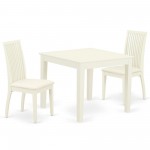 3Pc Dinette Set Includes Square Kitchen Table And Two Seat Dining Chairs, White