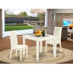 3Pc Dinette Set Includes Square Kitchen Table And Two Seat Dining Chairs, White