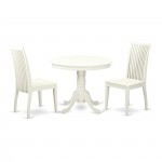 3 Pc Kitchen Table Set With A Dining Table And 2 Kitchen Chairs In Linen White