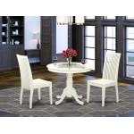 3 Pc Kitchen Table Set With A Dining Table And 2 Kitchen Chairs In Linen White