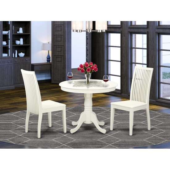 3 Pc Kitchen Table Set With A Dining Table And 2 Kitchen Chairs In Linen White