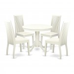 5 Pc Kitchen Table Set, Dining Table And 4 Wood Seat Kitchen Chairs In White