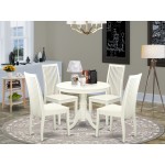 5 Pc Kitchen Table Set, Dining Table And 4 Wood Seat Kitchen Chairs In White