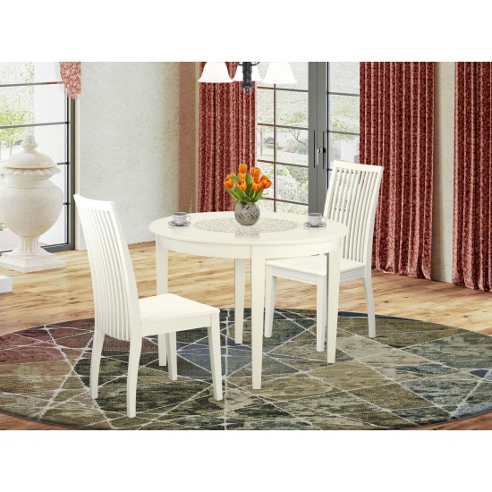 3 Pc Kitchen Table Set, Dining Table And 2 Faux Leather Kitchen Chairs In White