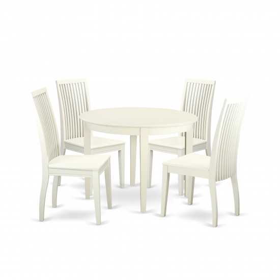 5 Pc Kitchen Set, Dining Table, 4 Faux Leather Seat Kitchen Chairs In White