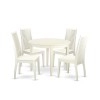 5 Pc Kitchen Set, Dining Table, 4 Faux Leather Seat Kitchen Chairs In White