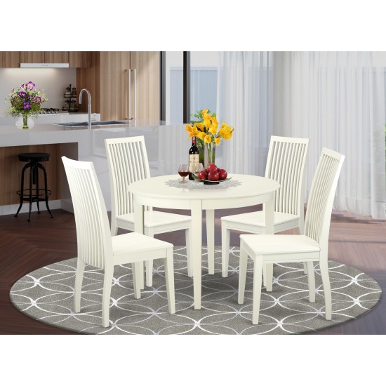 5 Pc Kitchen Set, Dining Table, 4 Faux Leather Seat Kitchen Chairs In White